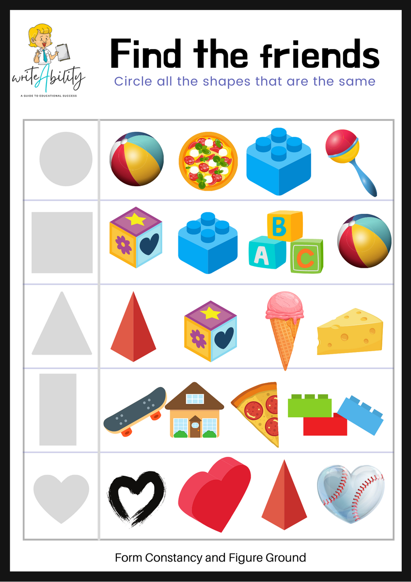 10 Activities To Develop Visual Form Constancy WriteAbility Form Constancy Worksheet Visual Perceptual Skills Free PDF