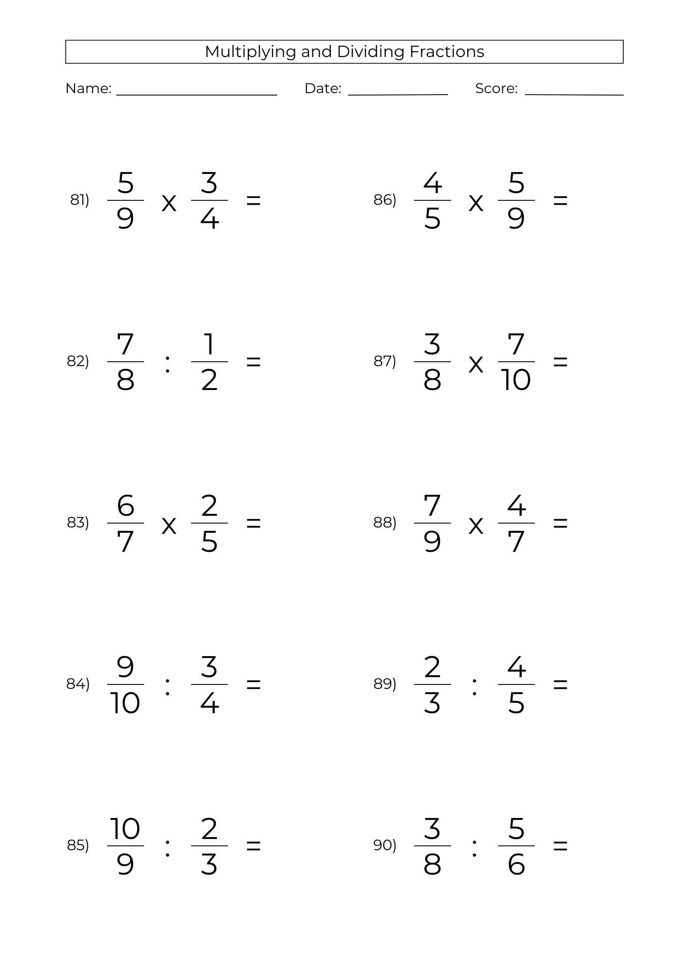10 Printable Multiplying Dividing Fractions Worksheets 5th Grade Math PDF Etsy Israel 10 Printable Multiplying Dividing Fractions Worksheets 5th Grade Math PDF Etsy Israel