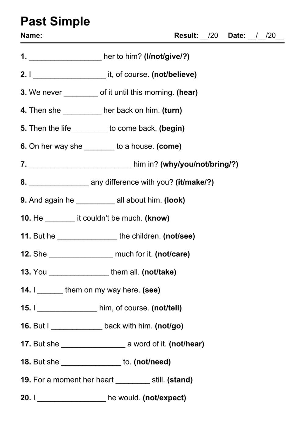 101 Past Simple PDF Worksheets With Answers 2020 Exercises Grammarism 13 Practical Past Tense Worksheets Teaching Expertise