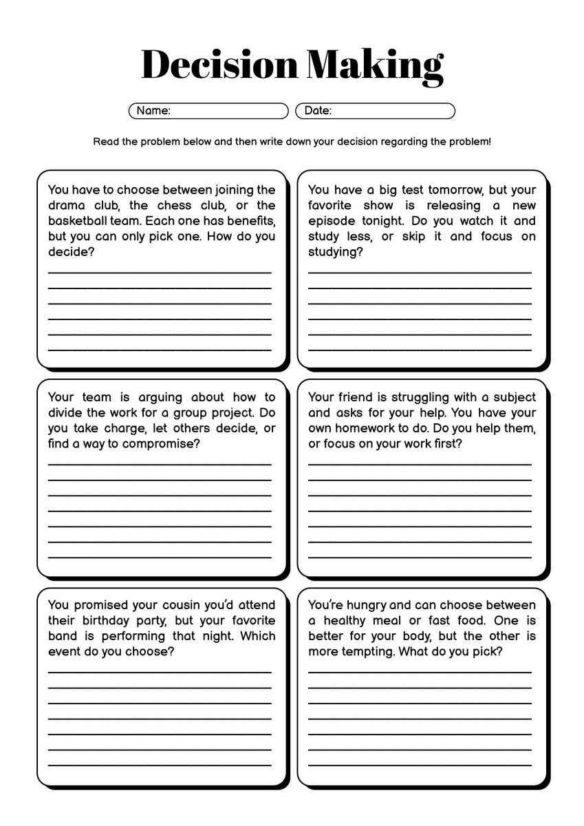 11 Decision Making Worksheets For Teens Free PDF At Worksheeto 11 Decision Making Worksheets For Teens Free PDF At Worksheeto