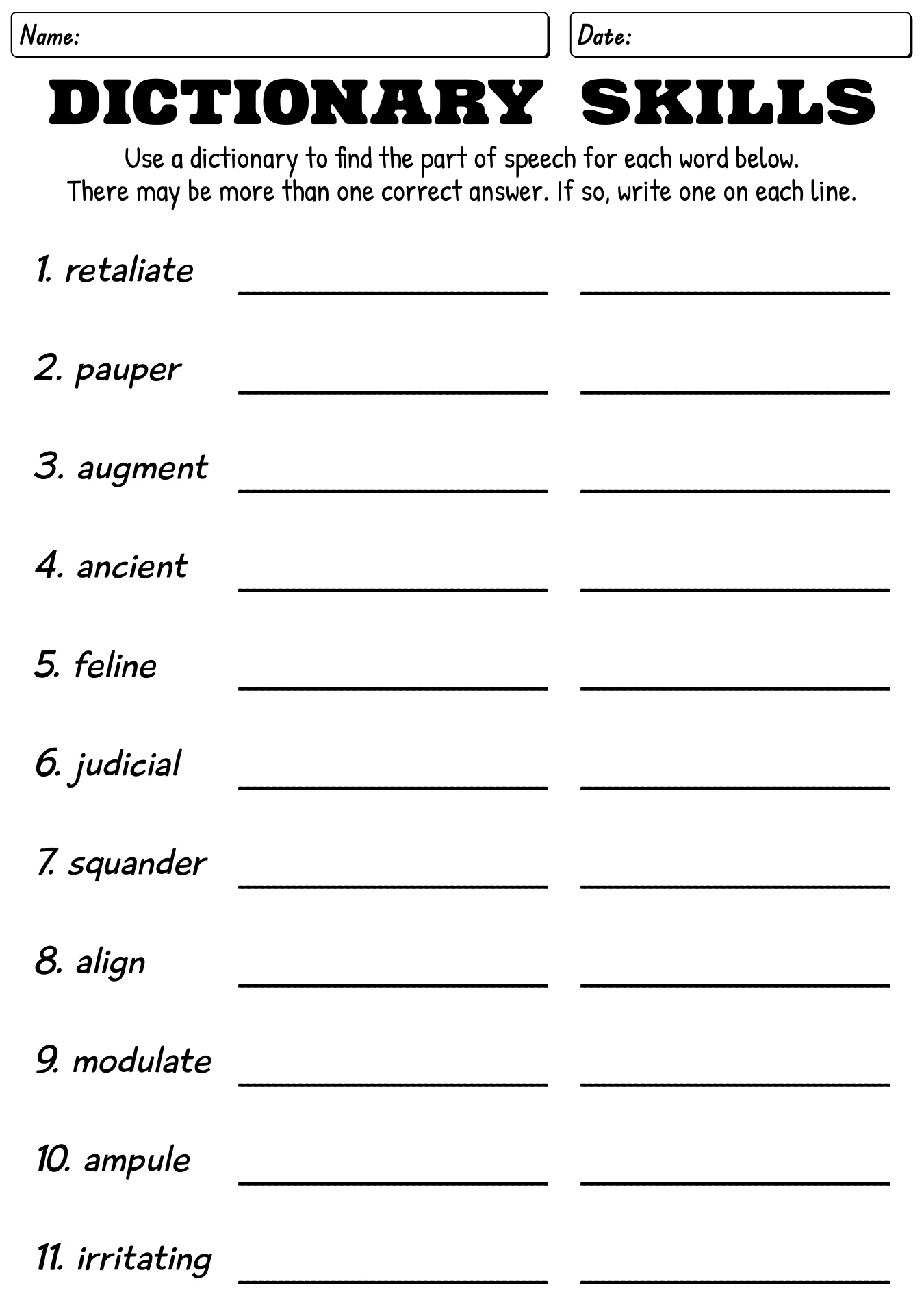 Dictionary Skills Worksheets Guide Words Classful
