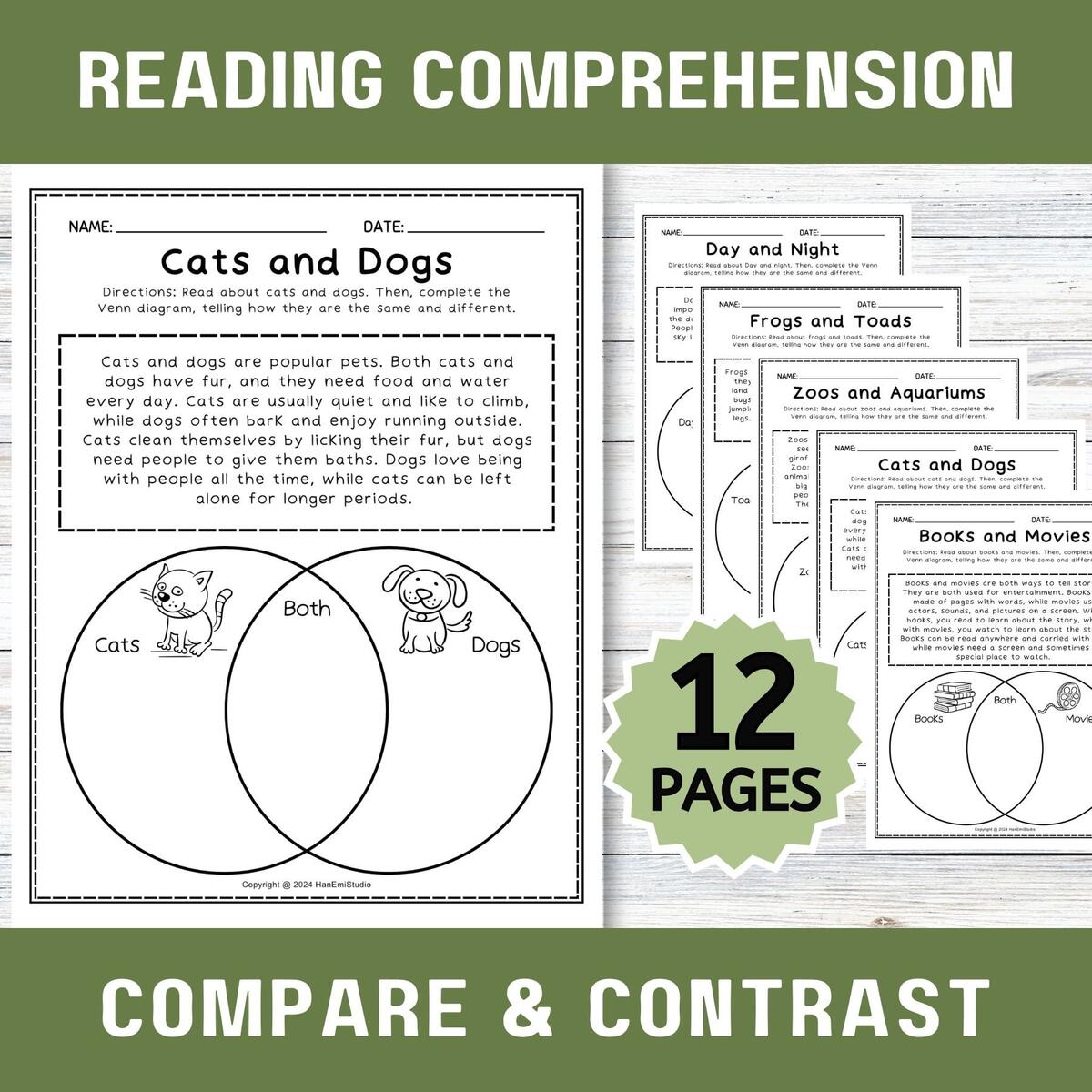 12 Compare And Contrast Worksheets Reading Comprehension Worksheet Similarity And Difference Worksheet Venn Diagram Comparison Worksheet Etsy 12 Compare And Contrast Worksheets Reading Comprehension Worksheet Similarity And Difference Worksheet Venn Diagram Comparison Worksheet Etsy