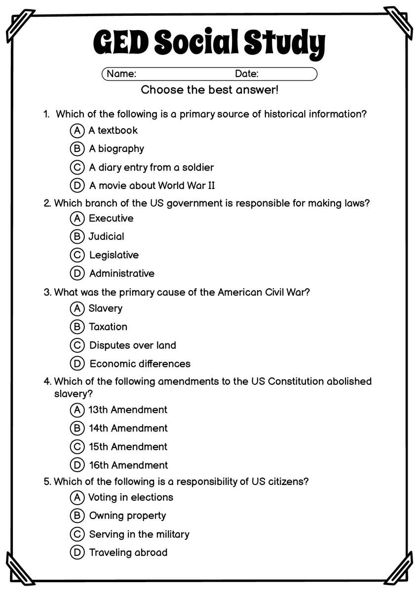 12 Printable GED Social Studies Worksheets Free PDF At Worksheeto 17 U S History Worksheets Free PDF At Worksheeto