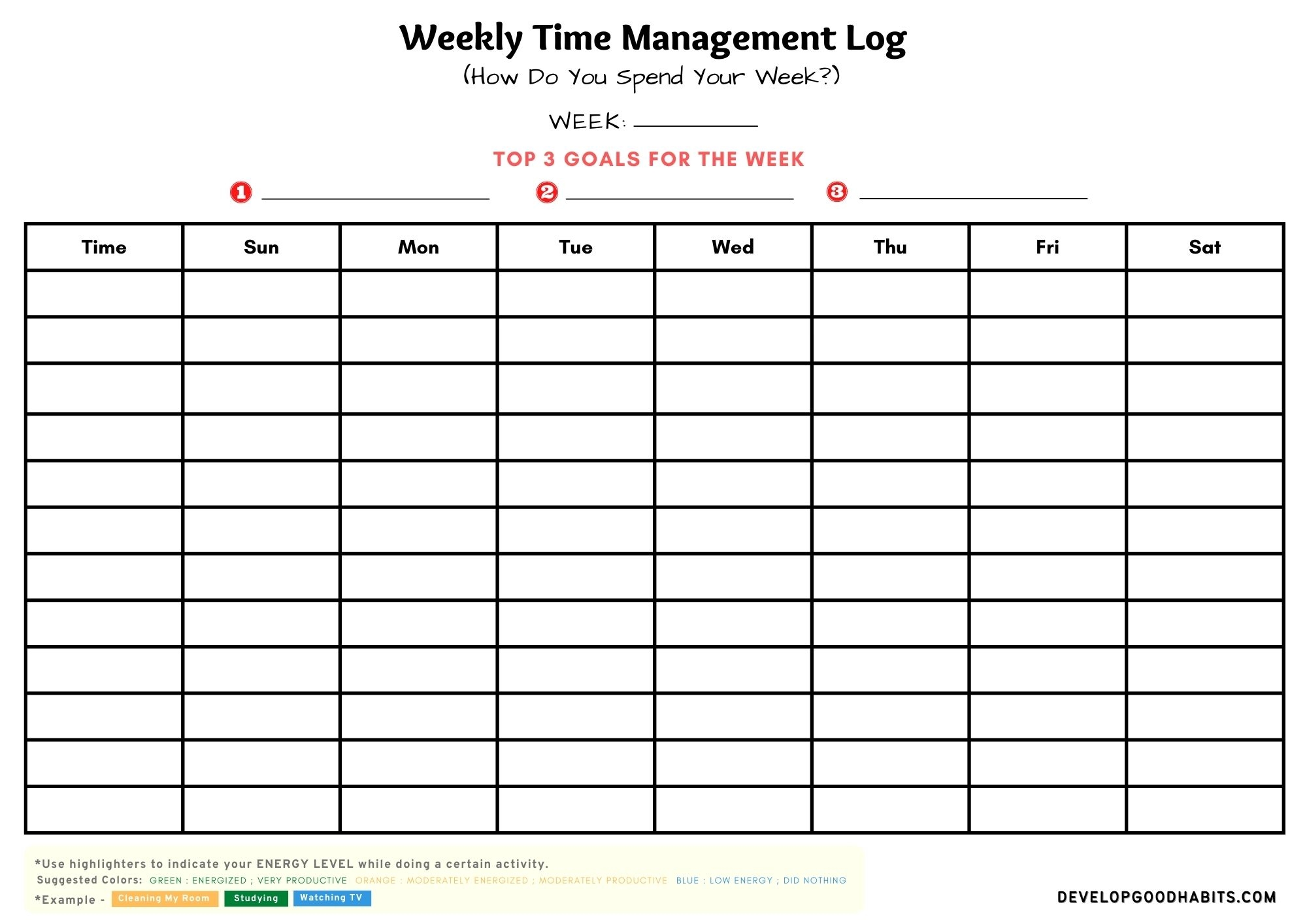 12 Time Management Worksheet For Students Adults Develop Good Habits How To Get More Done With Time Management Worksheets