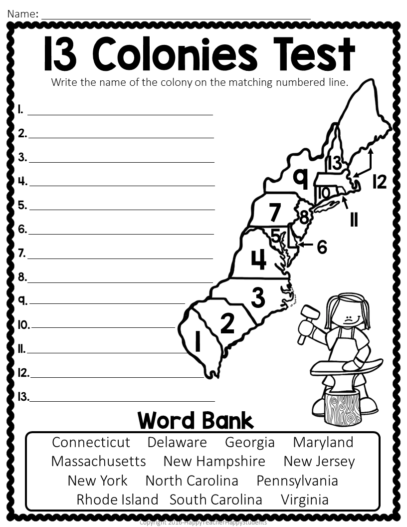 13 Colonies Map Quiz 13 Colonies Map Worksheet Blank 13 Colonies Map 13 Colonies Test Homeschool History Thirteen Classful 13 Colonies Map Black And White Blank Storyboard