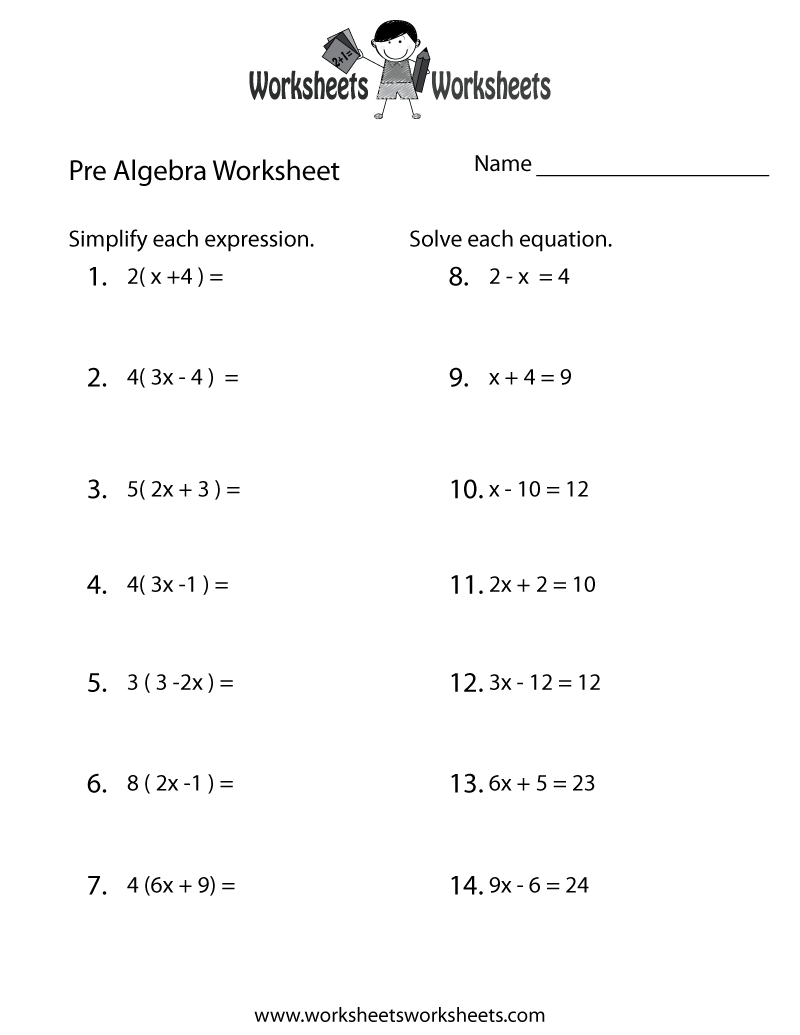 15 Pre Algebra 7th Grade Math Worksheets Pre Algebra Worksheets Equations Worksheets Worksheets Library