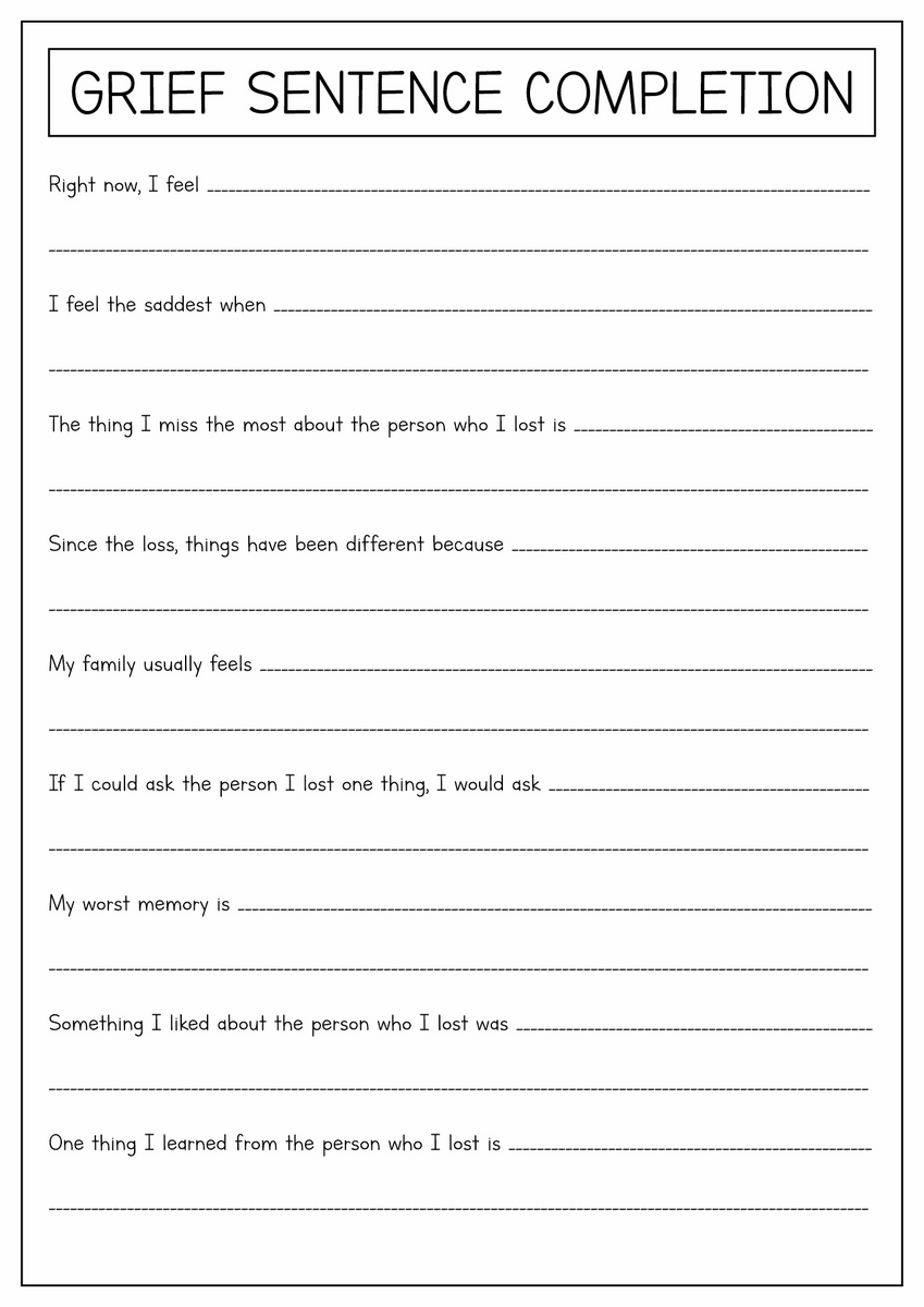 16 Grief Therapy Worksheets Free PDF At Worksheeto