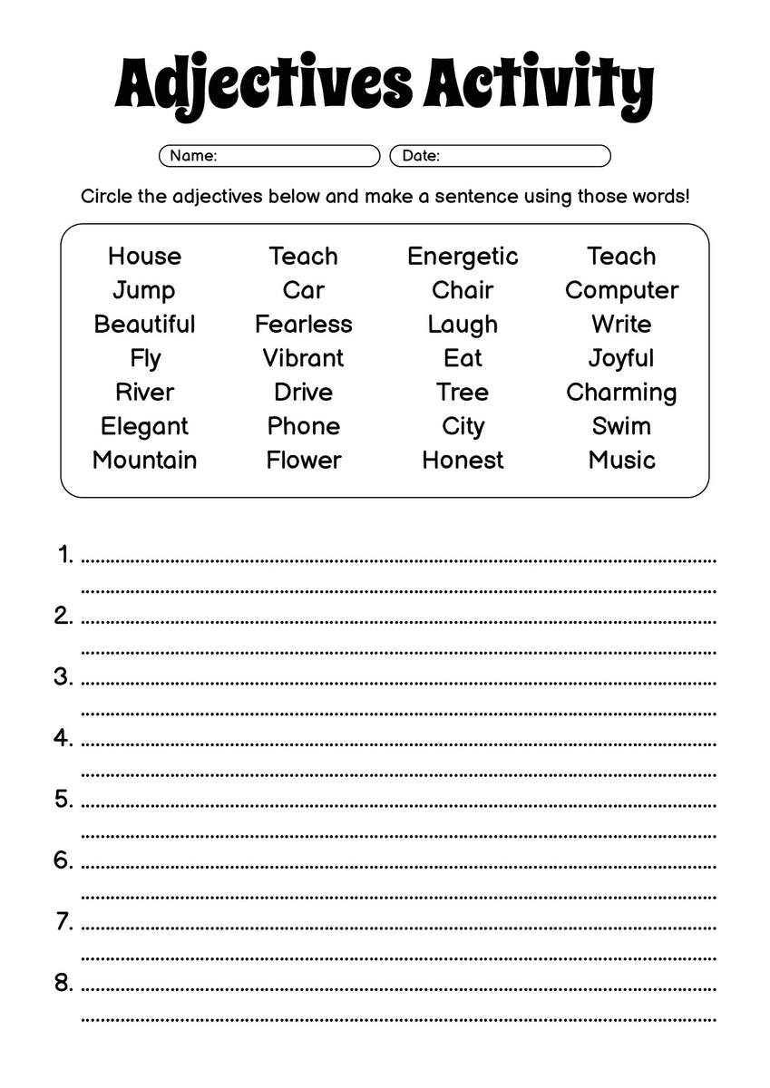 16 Printable Adjective Worksheets 4th Grade Free PDF At Worksheeto