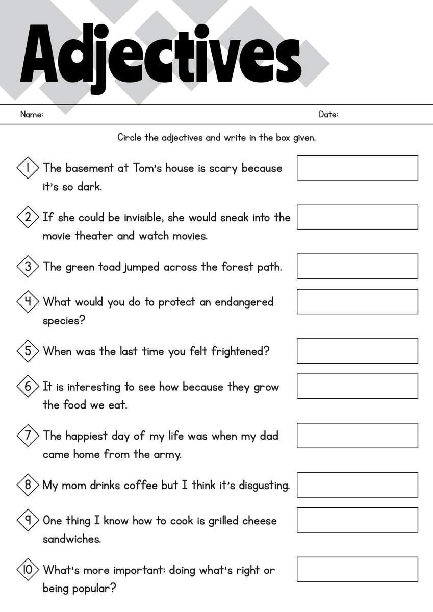 16 Printable Adjective Worksheets 4th Grade Free PDF At Worksheeto