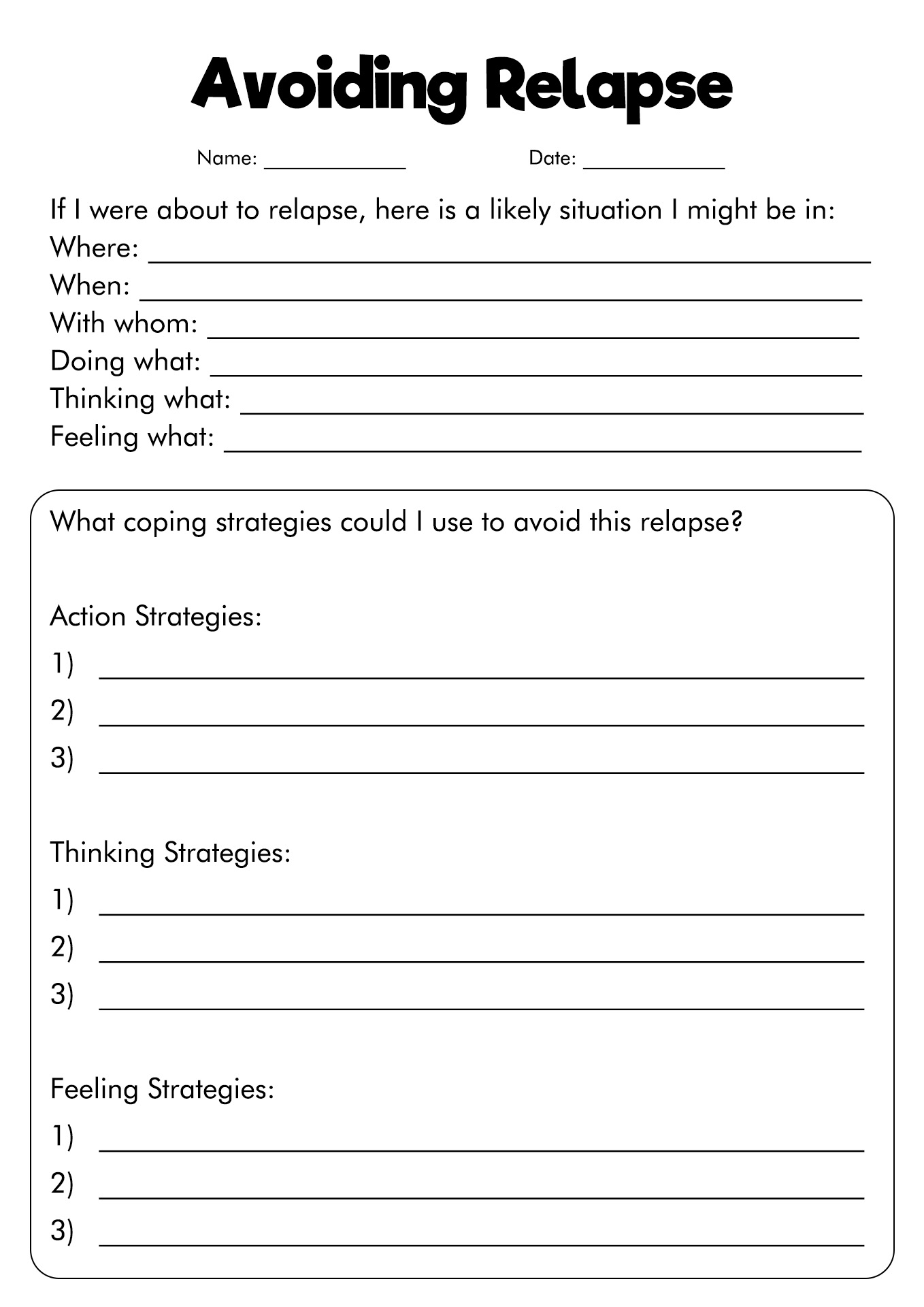 18 Treatment Plan Substance Abuse Worksheets Free PDF At Worksheeto Relapse Prevention Plan Printable Etsy