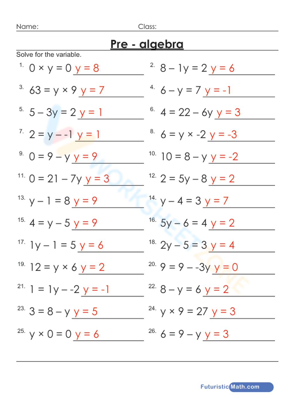 1st Grade Algebra Worksheets Printable