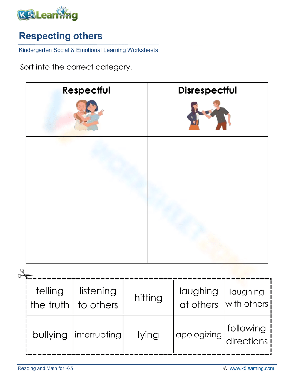 1st Grade Social Skills For Kids Worksheets