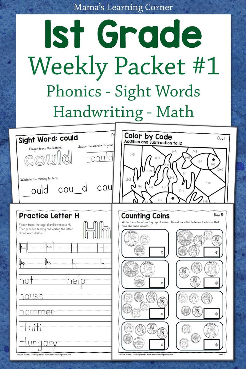 1st Grade Summer Review Worksheets Week 1 Mamas Learning Corner 1st Grade Math And Literacy Worksheets With A Freebie Planning Playtime