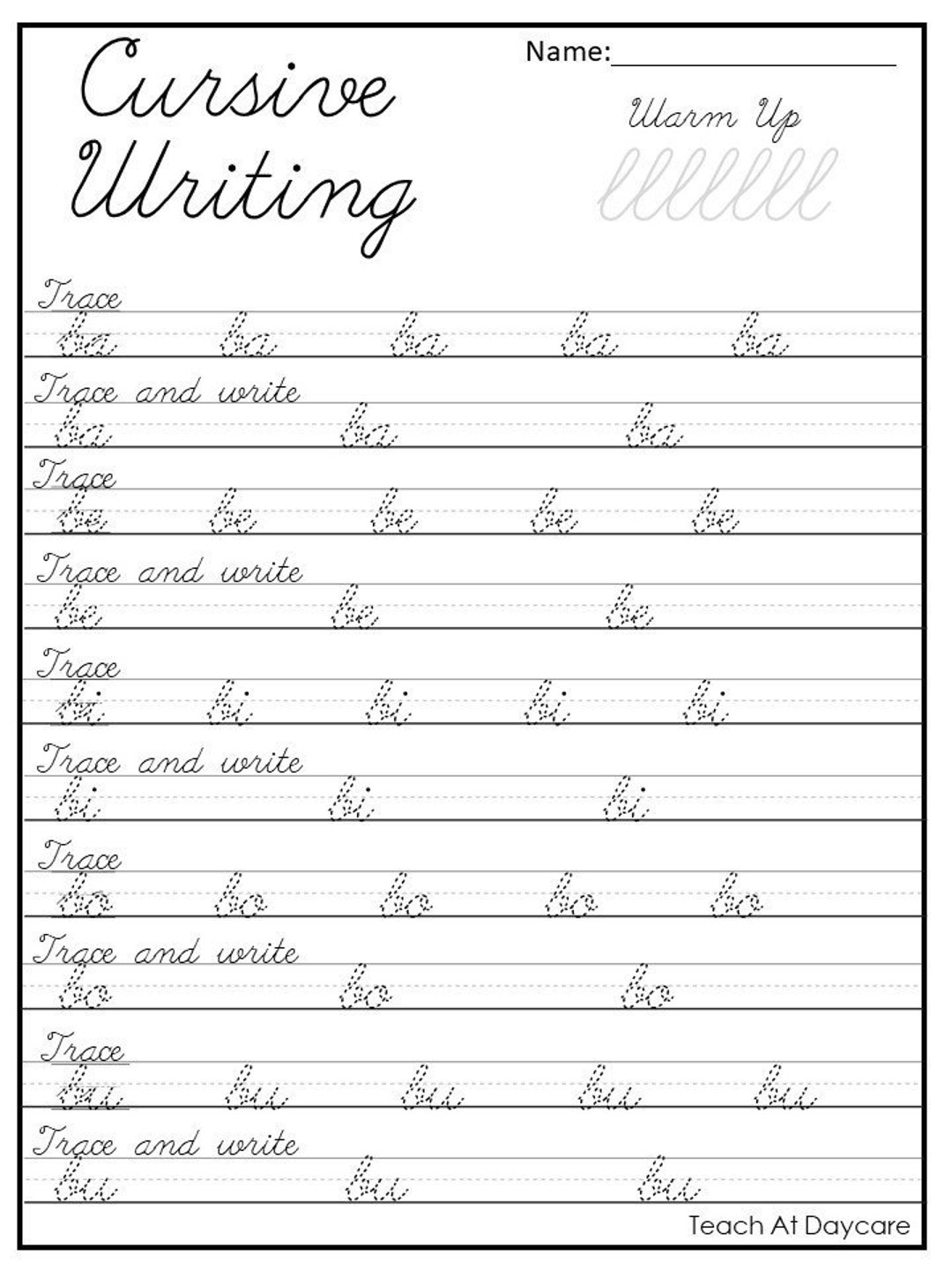 21 Cursive Handwriting Worksheets Consonant And Vowel Tracing In A PDF File Etsy Norway