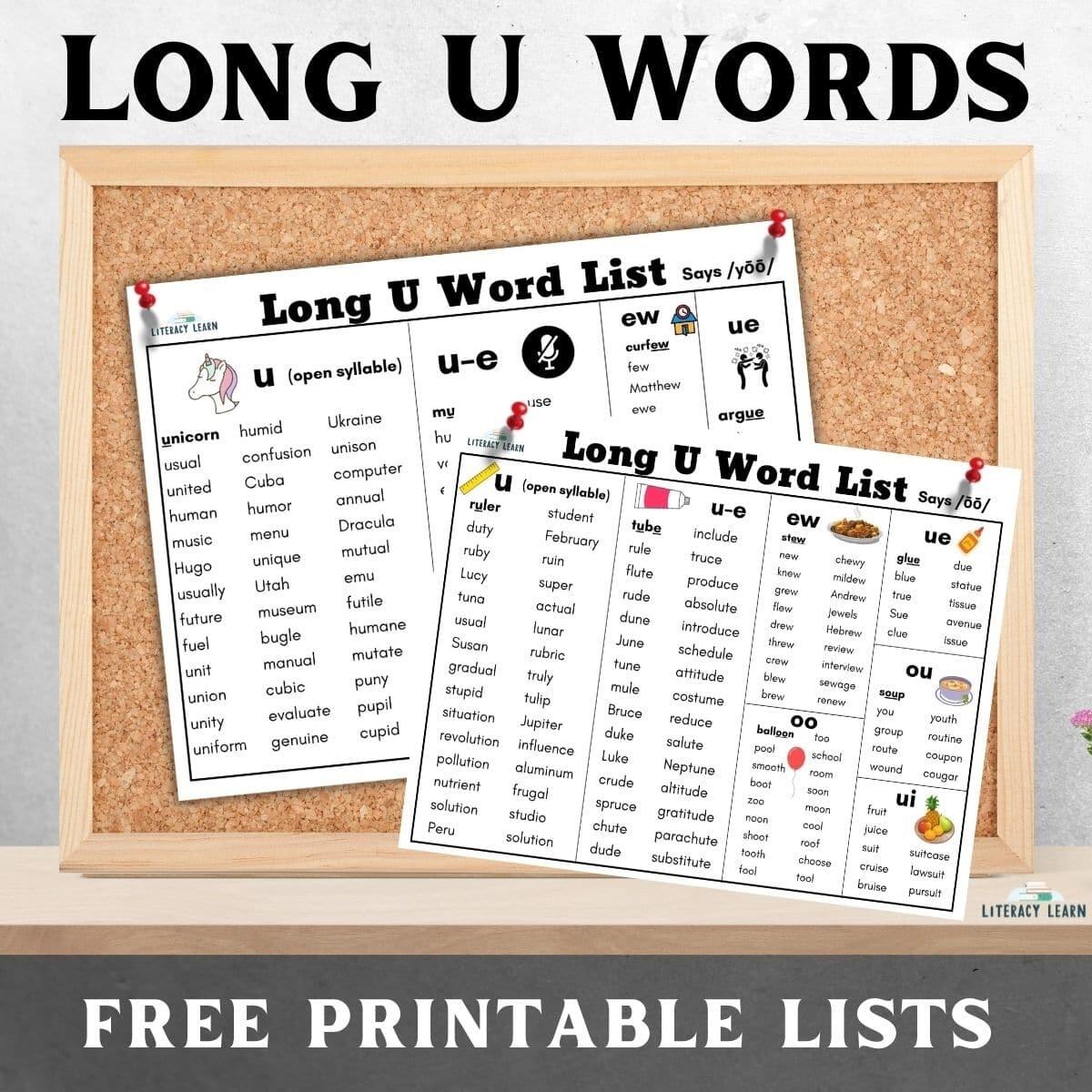 215 Long U Vowel Sound Words Free Printable Lists Literacy Learn 215 Long U Vowel Sound Words Free Printable Lists Literacy Learn