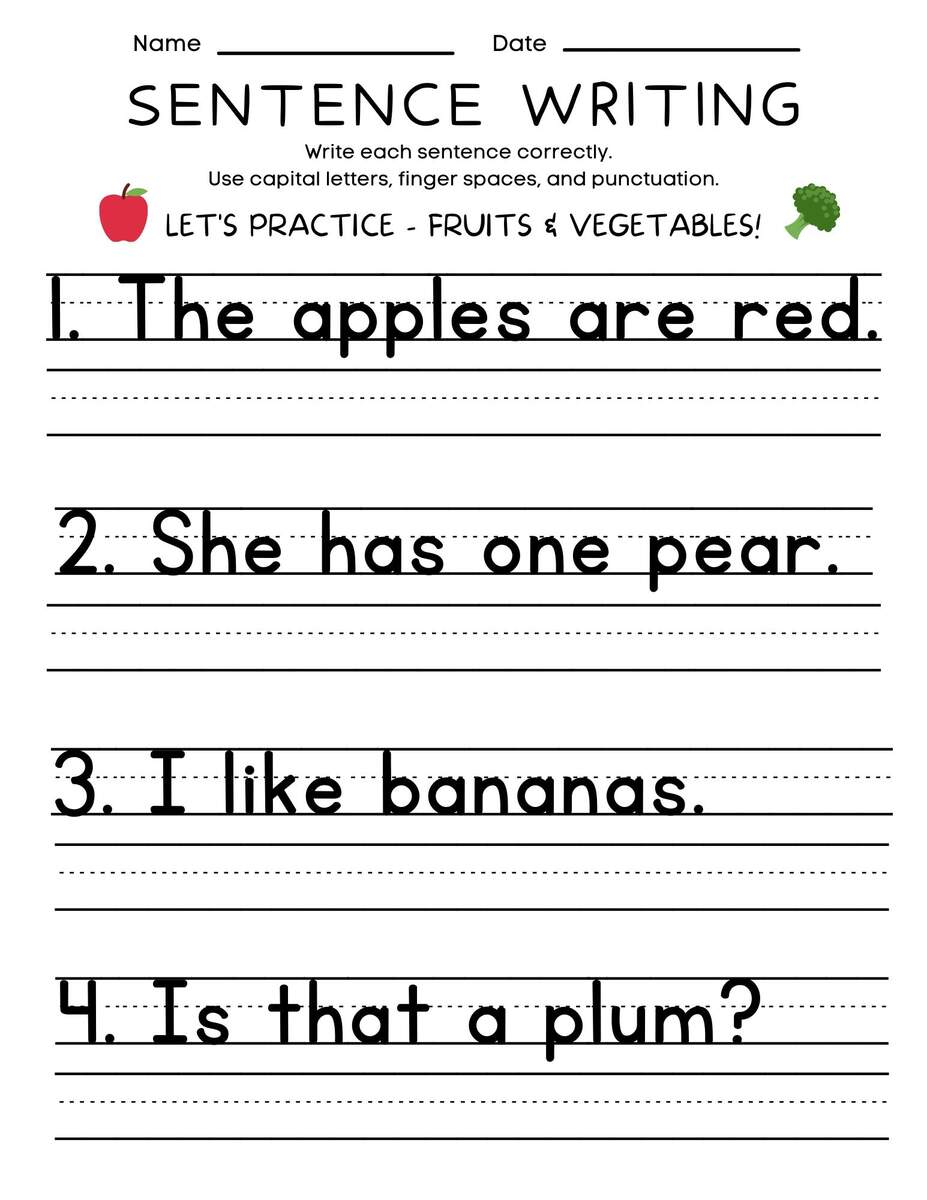 25 THEMED Printable Sentence Writing Worksheets Write The Sentence Worksheets Practice Writing Activity 1st 3rd Grade ELA Worksheets Etsy Israel Sentence Writing Practice Worksheets Kindergarten