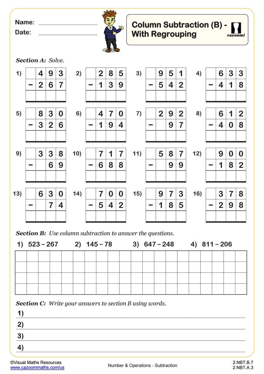 2nd Grade Subtraction Worksheets PDF Printable Worksheets Cazoom Math 2nd Grade Subtraction Worksheets PDF Printable Worksheets Cazoom Math