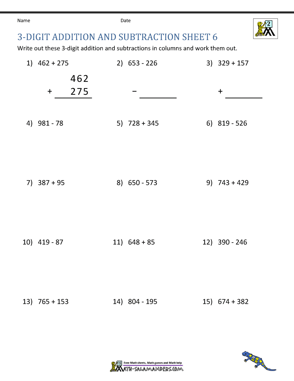 3 Digit Addition And Subtraction Worksheets 3 Digit Addition And Subtraction Worksheets