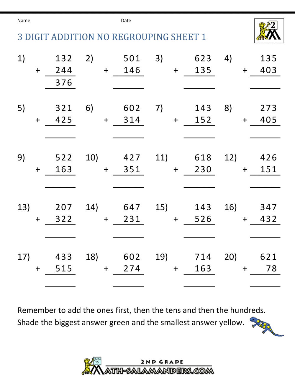 3 Digit Addition No Regrouping Worksheets 3 Digit Addition Worksheets Superstar Worksheets