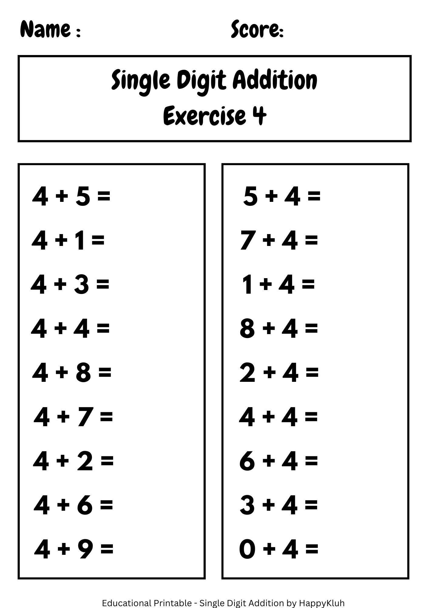 30 Printable Single Digit Addition Worksheets Preschool 2nd Grade Math Etsy Two Digit Addition Worksheets Printable 2 Digit Problems Free Printables Lettering SVG Files Tools Apps