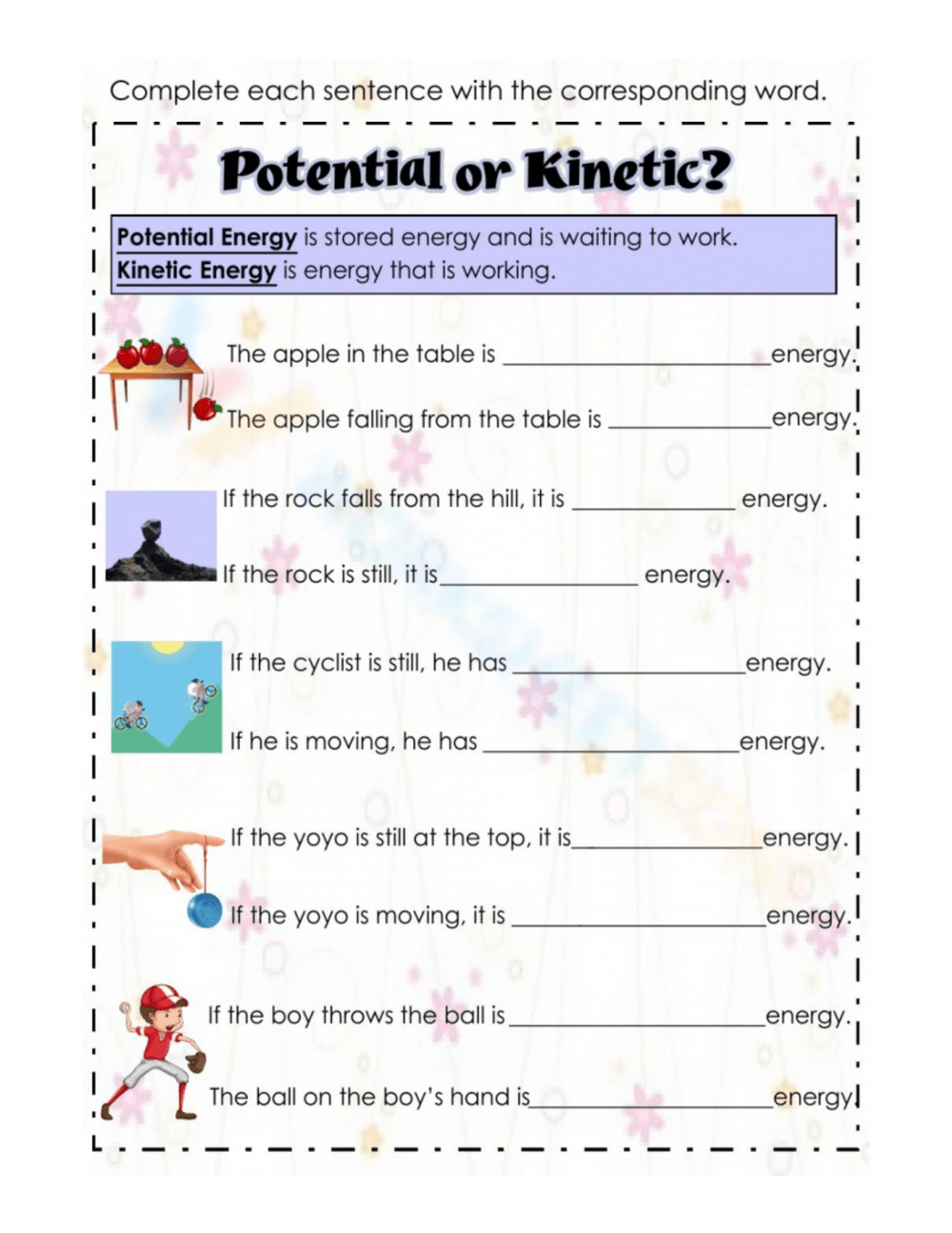3rd Grade Kinetic And Potential Energy Worksheets Printable 3rd Grade Kinetic And Potential Energy Worksheets Printable