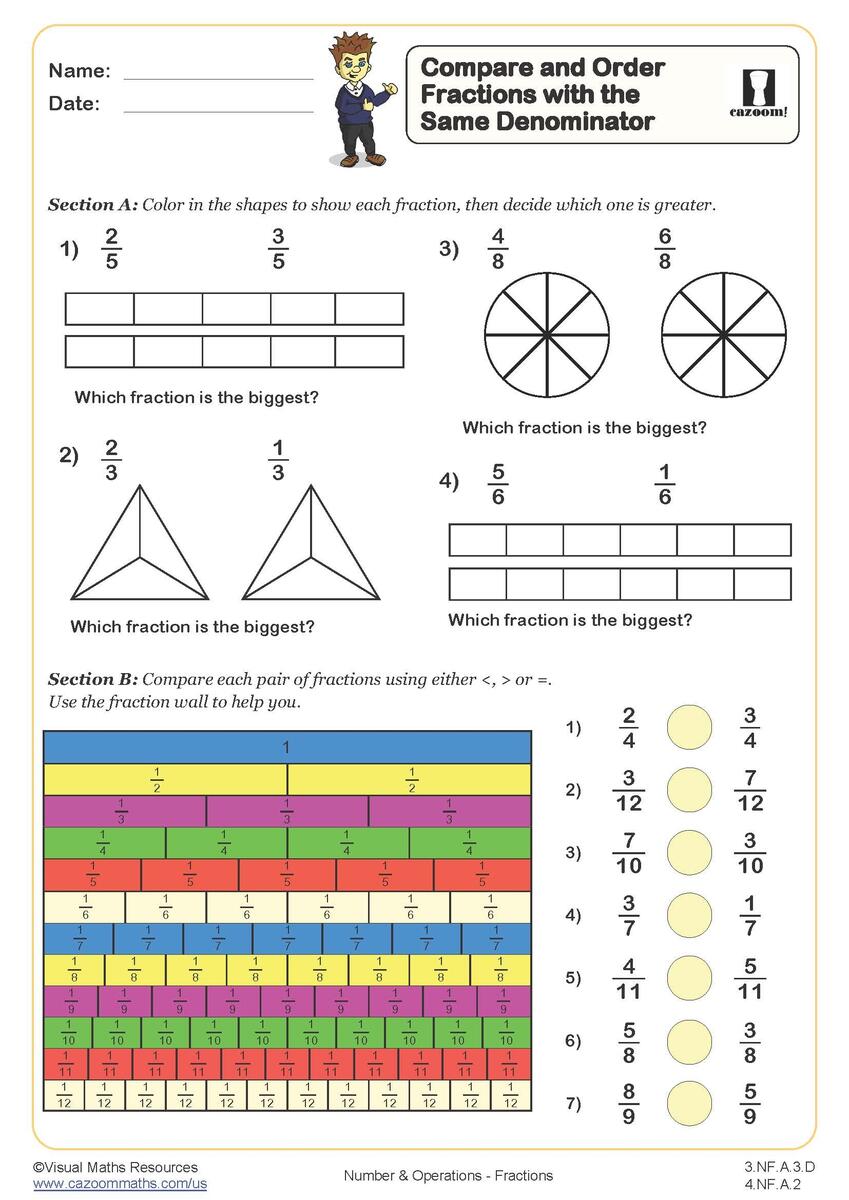 3rd Grade Math Worksheets PDF Printable Math Worksheets Cazoom Math Fraction Worksheets