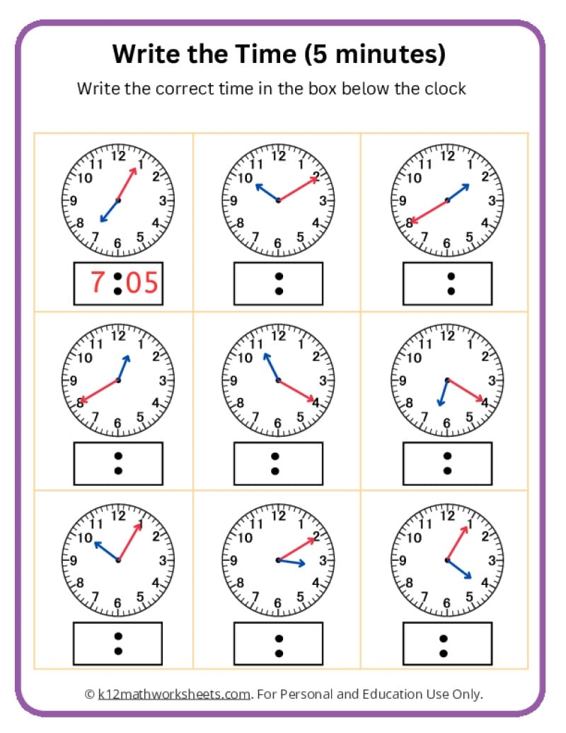 3rd Grade Telling Time Worksheets K12 Math Worksheets
