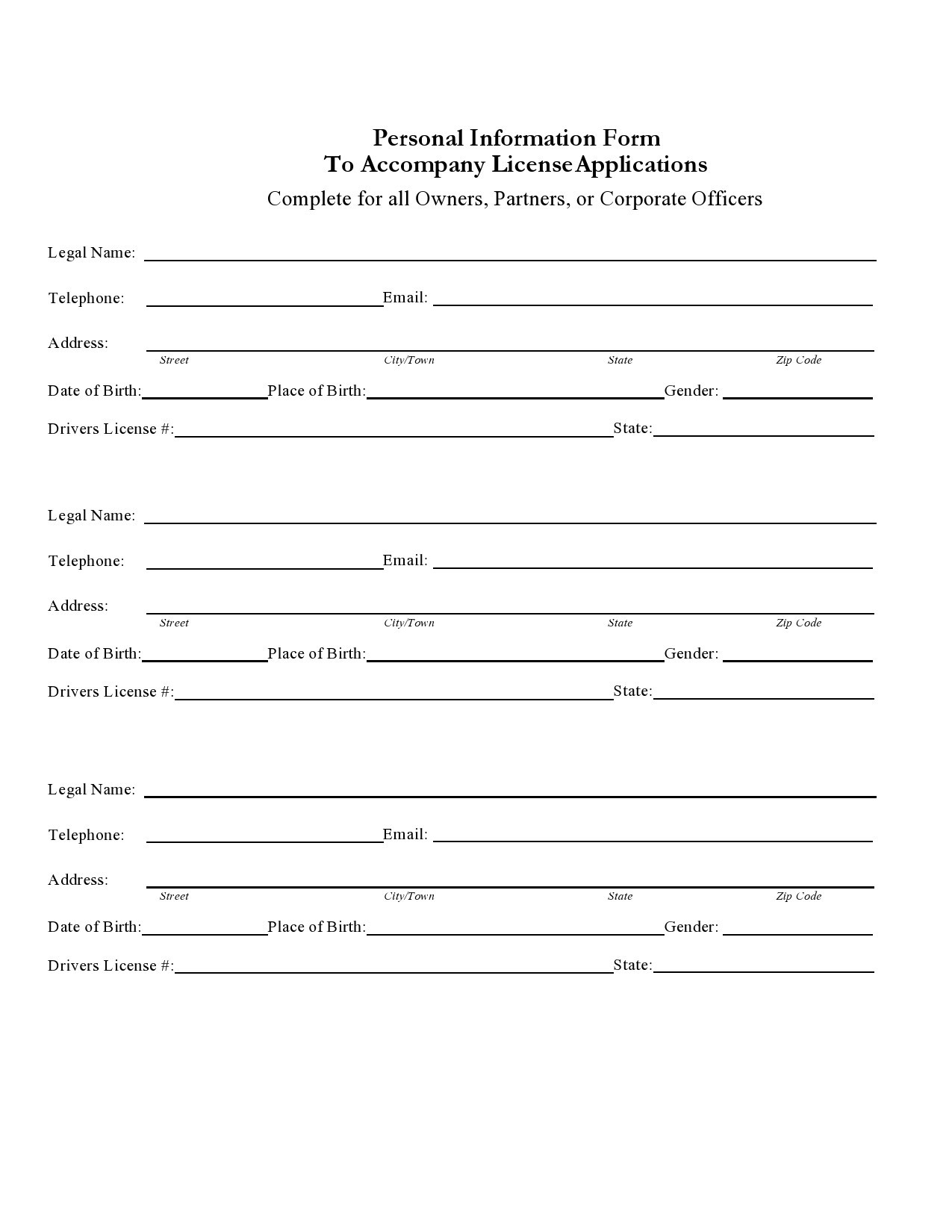 41 Free Personal Information Forms Templates TemplateLab 41 Free Personal Information Forms Templates TemplateLab