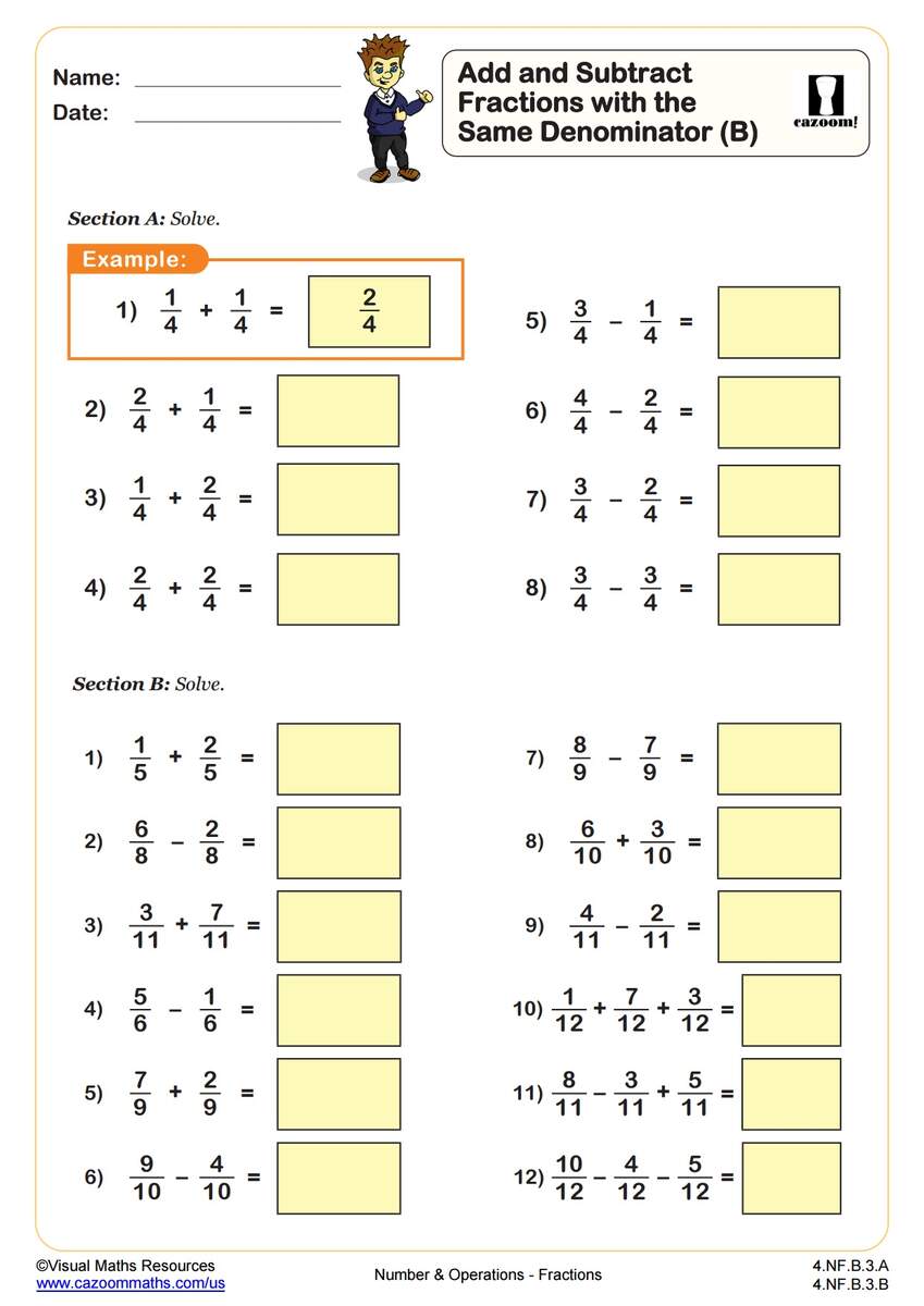 4th Grade Fractions Worksheets PDF Printable Worksheets Cazoom Math 4th Grade Fractions Worksheets PDF Printable Worksheets Cazoom Math
