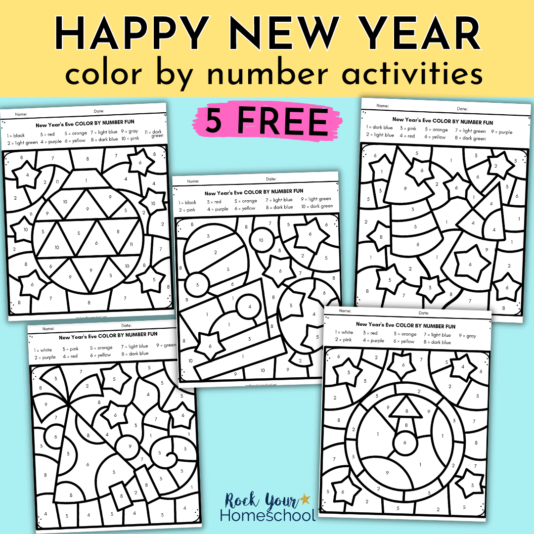 5 New Year S Eve Color By Number Worksheets Rock Your Homeschool