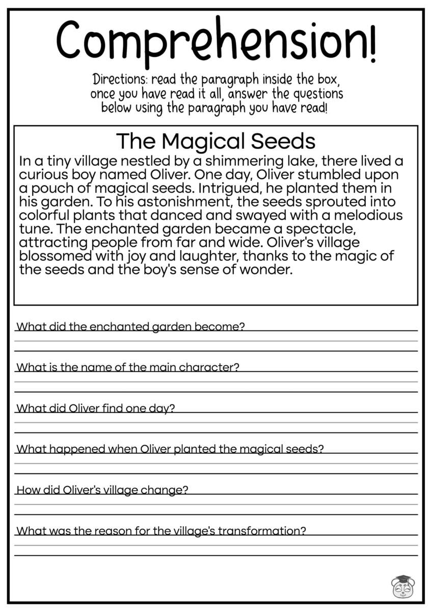 5 Printable Reading Comprehension English Worksheets Ages 4 7 KG1 To Grade 2 Etsy 5th Grade Reading Comprehension Worksheets Inference Main Idea Text Evidence