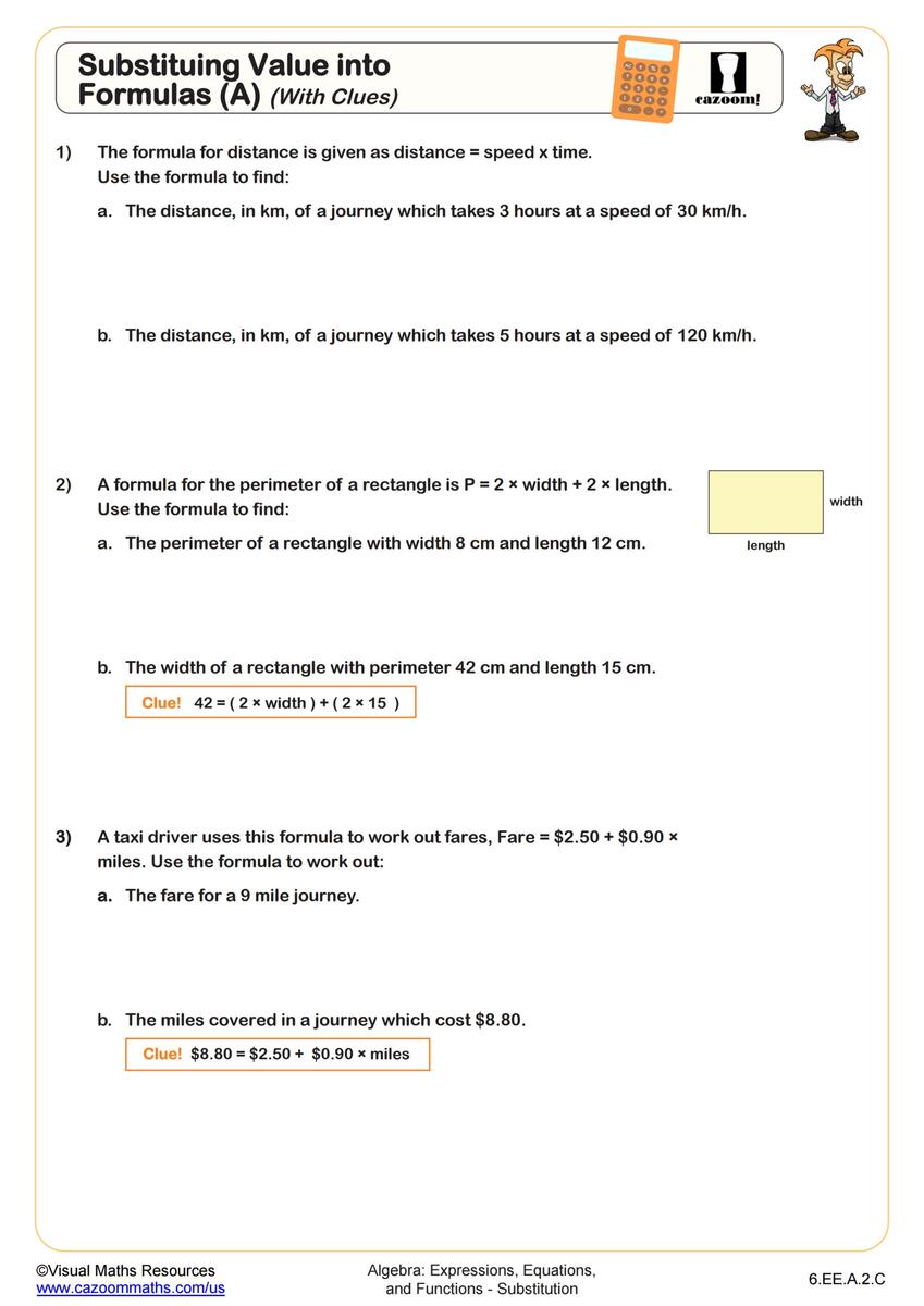 6 EE A 2 C Worksheets Printable 6th Grade Math Worksheets Cazoom Math 6 EE A 2 C Worksheets Printable 6th Grade Math Worksheets Cazoom Math