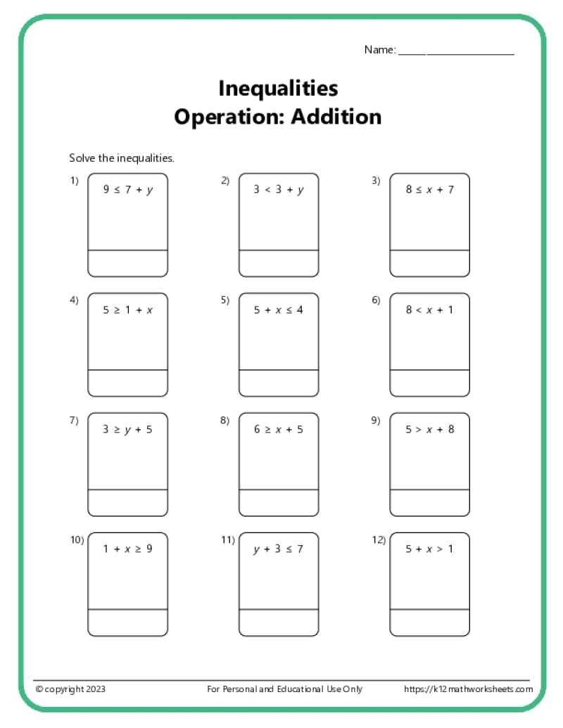 6th Grade Math Worksheets