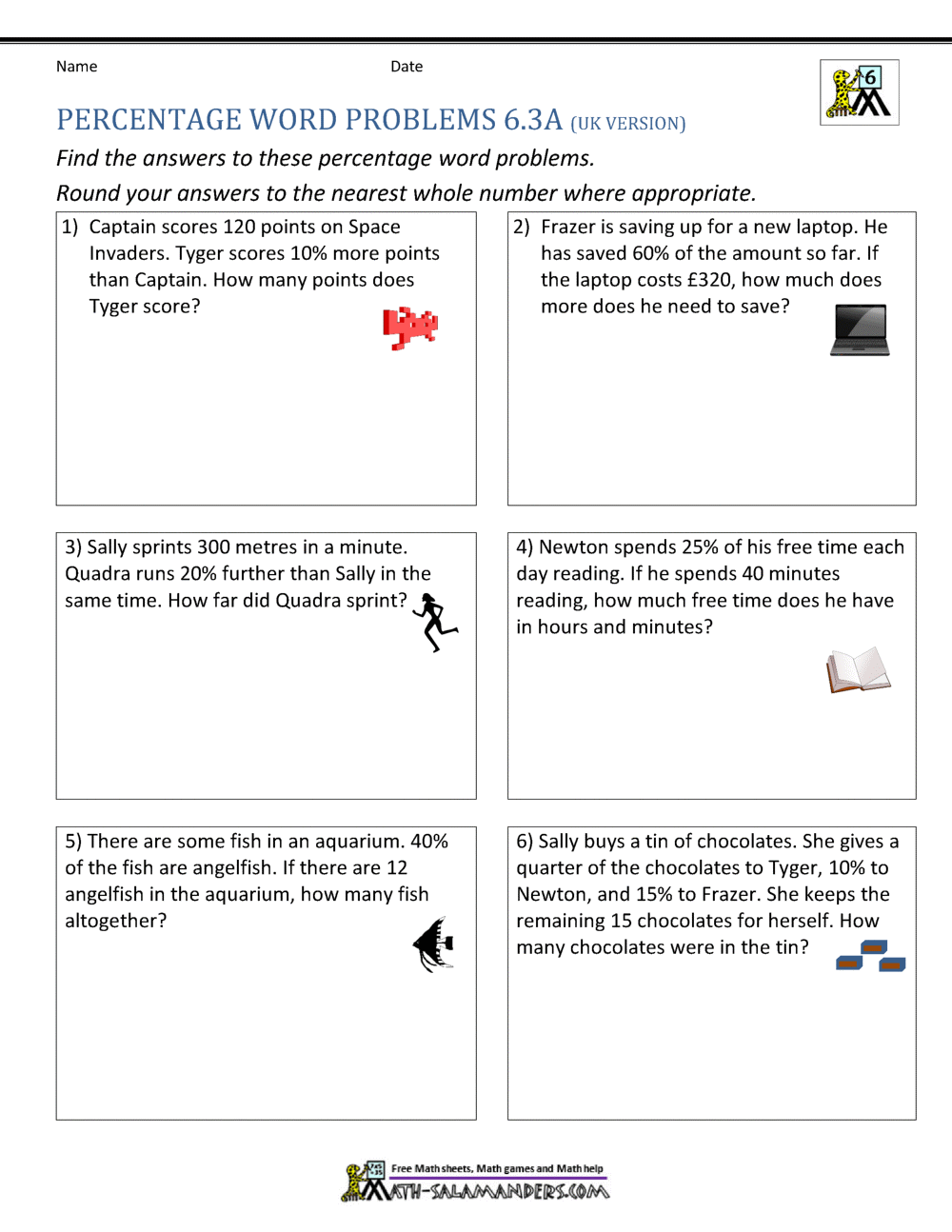 6th Grade Percent Word Problems 6th Grade Percent Word Problems