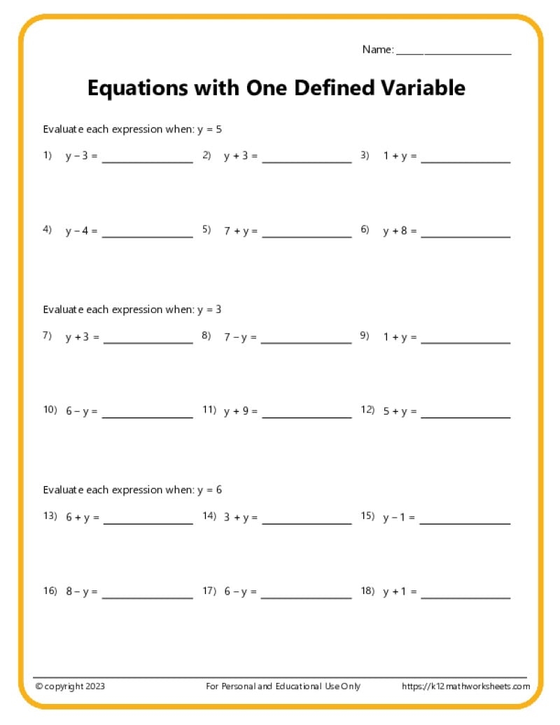 7th Grade Algebra Worksheets Seventh Grade Solving Equations Worksheet
