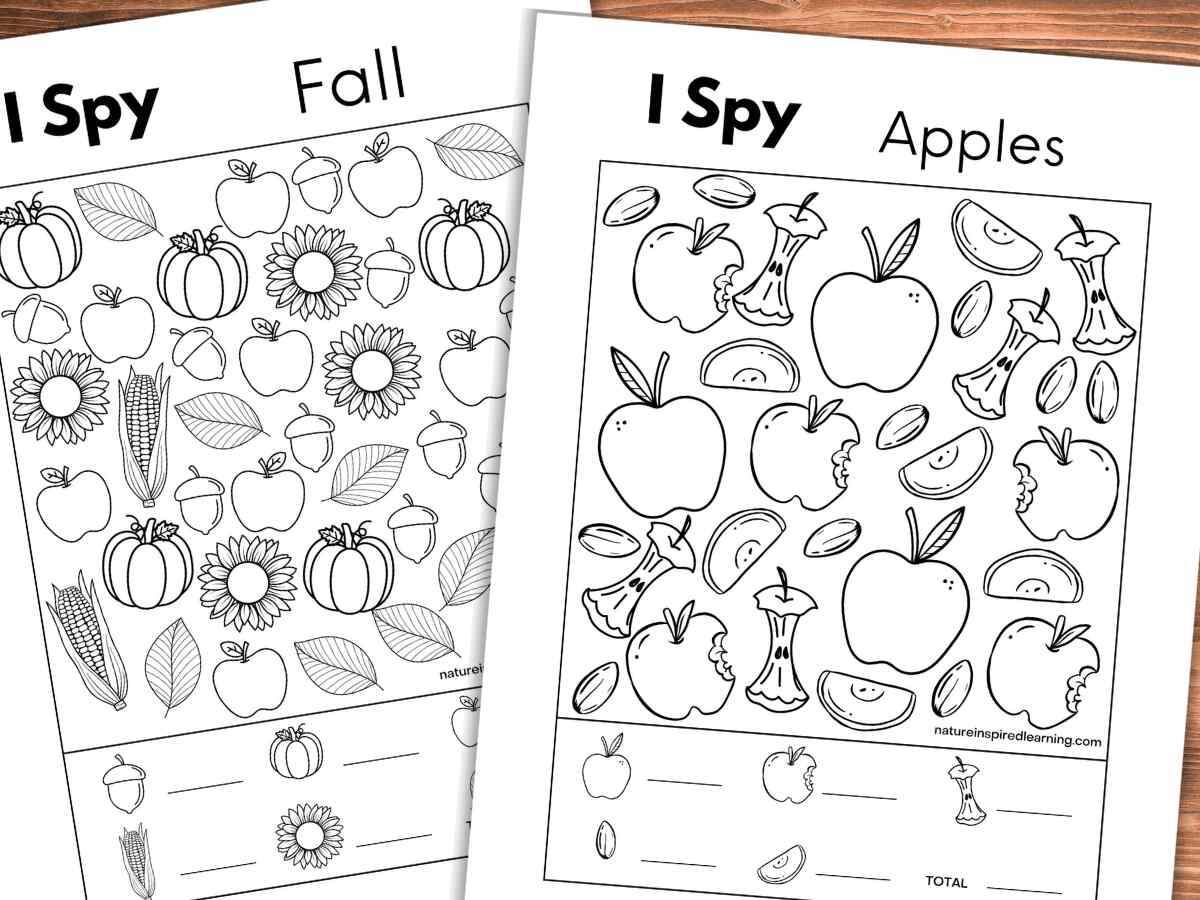 8 Fall I Spy Printables Nature Inspired Learning Free Printable I Spy Game Food Themed I Spy Pjs And Paint