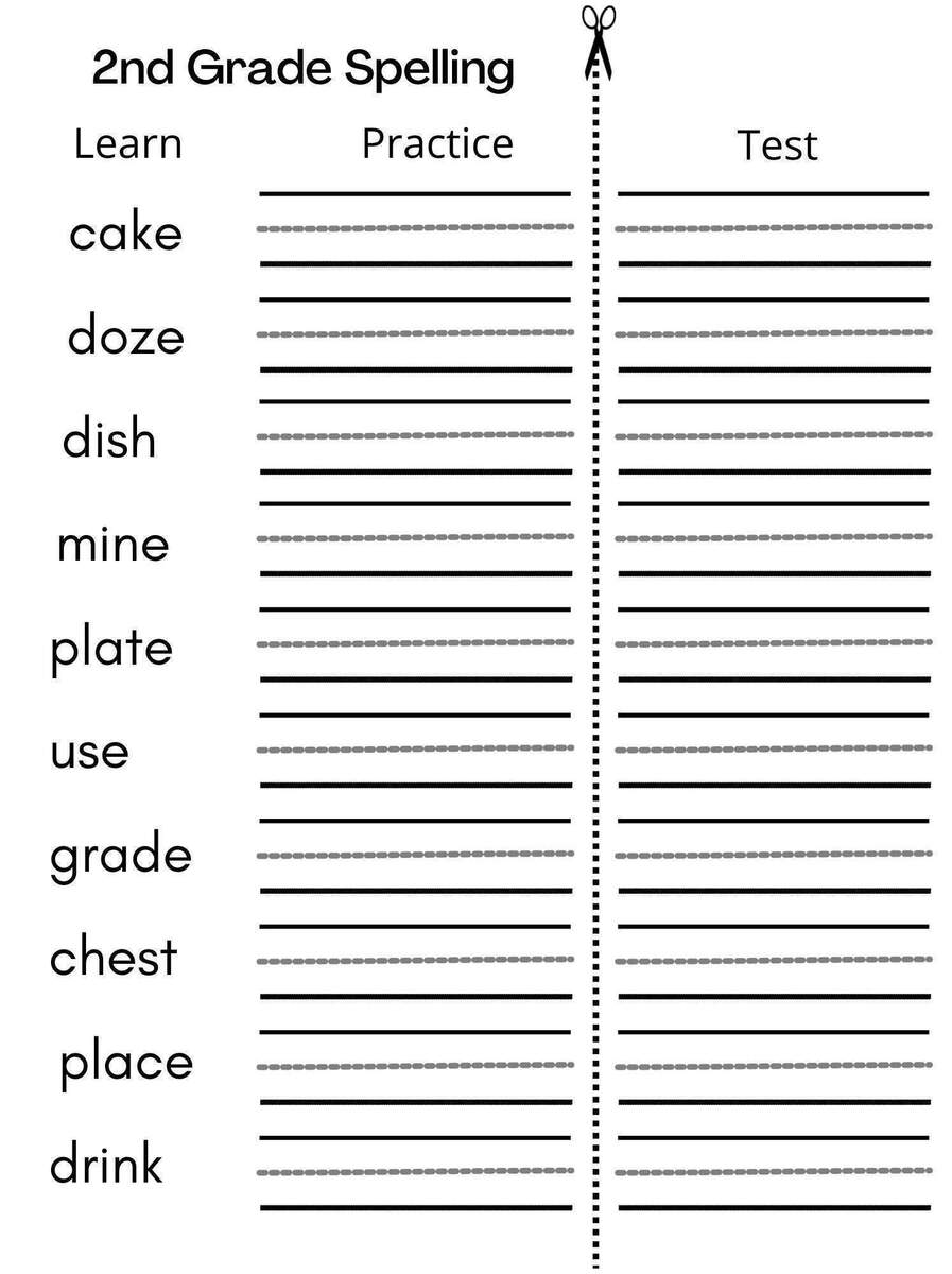 8 Printable Second Grade Writing Spelling Worksheets Spelling Test Etsy 2nd Grade Spellings Worksheet Grade1to6