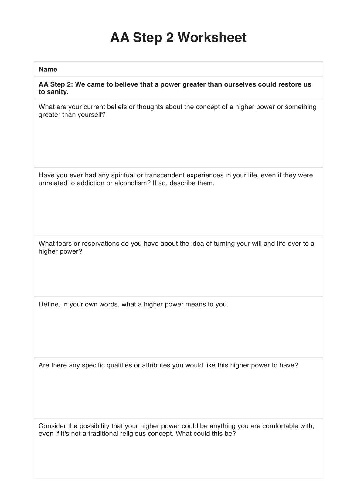 AA Step 2 Worksheets 15 12 Step Recovery Worksheets Free PDF At Worksheeto