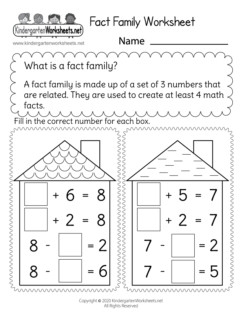Addition And Subtraction Fact Family Worksheet Free Printable Digital PDF Fact Family Worksheets