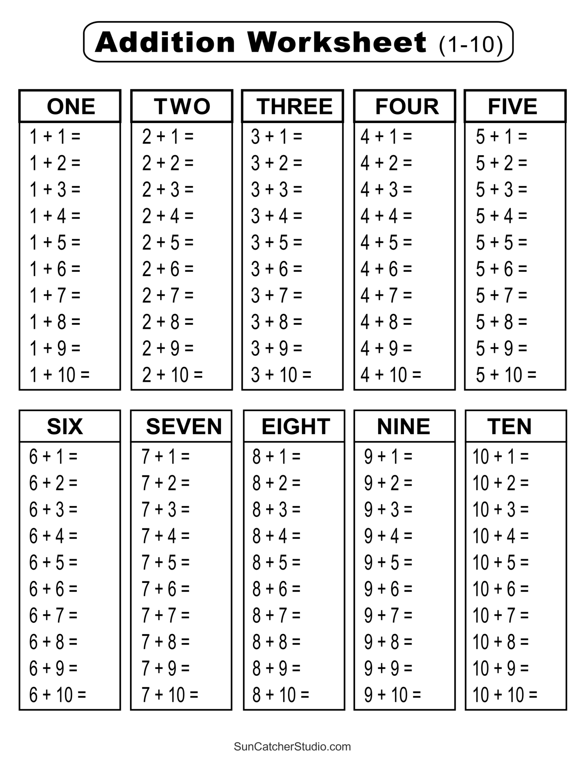 Addition Charts Tables Worksheets Free Printable PDF Files Free Printables Lettering SVG Files Tools Apps