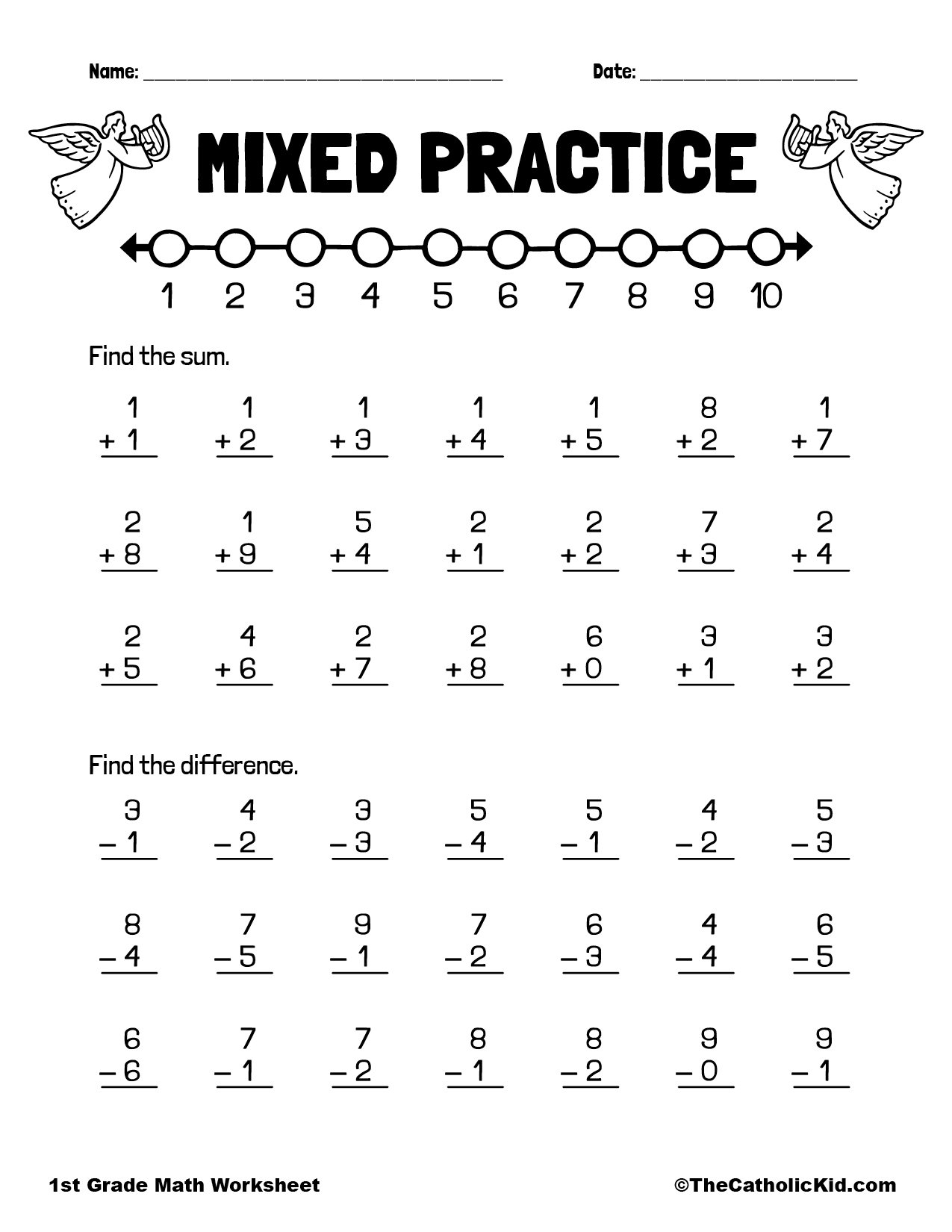 Addition Subtraction 1st Grade Math Worksheet Catholic TheCatholickid 1st Grade Math And Literacy Worksheets With A Freebie Planning Playtime
