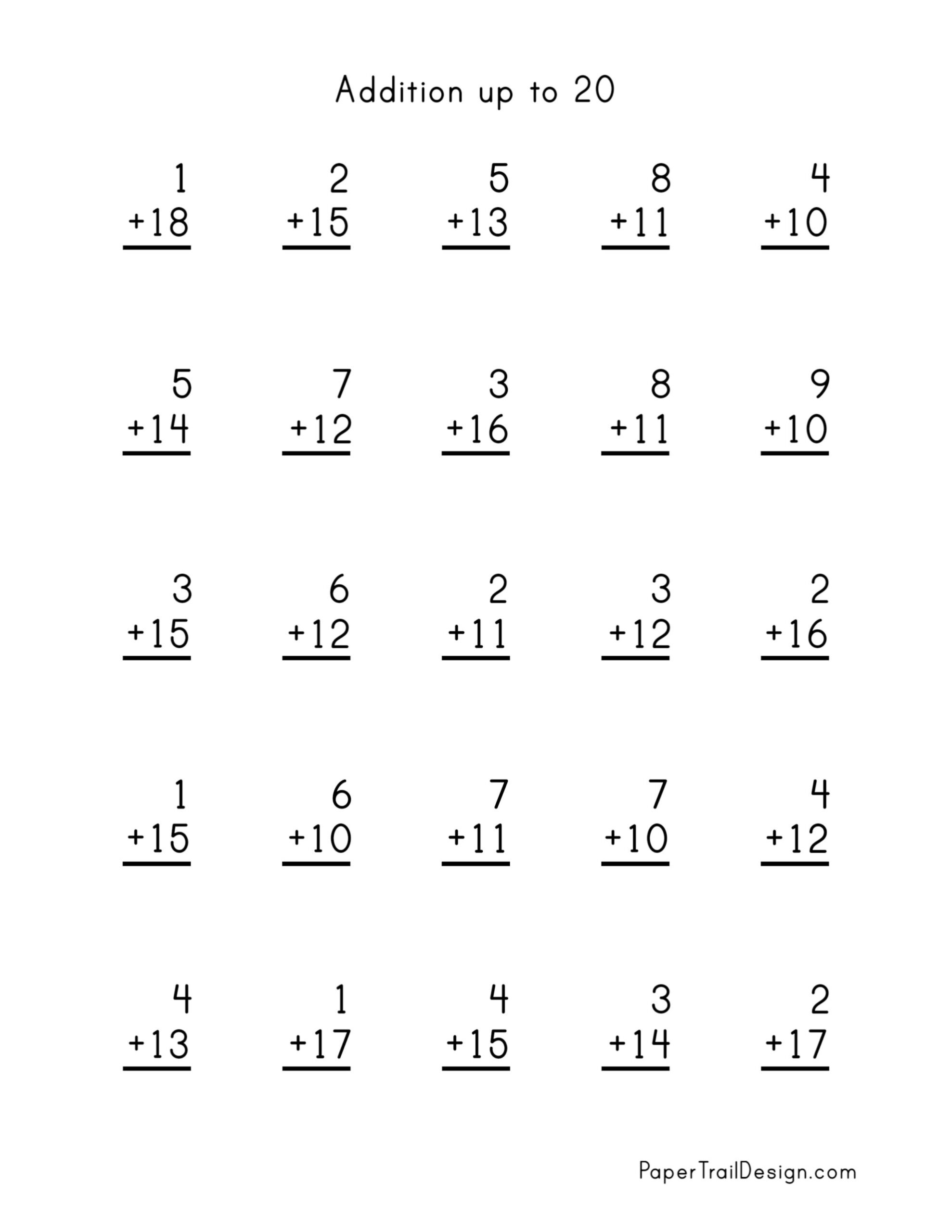 Addition Worksheets Kindergarten Free Downloads Math Champions