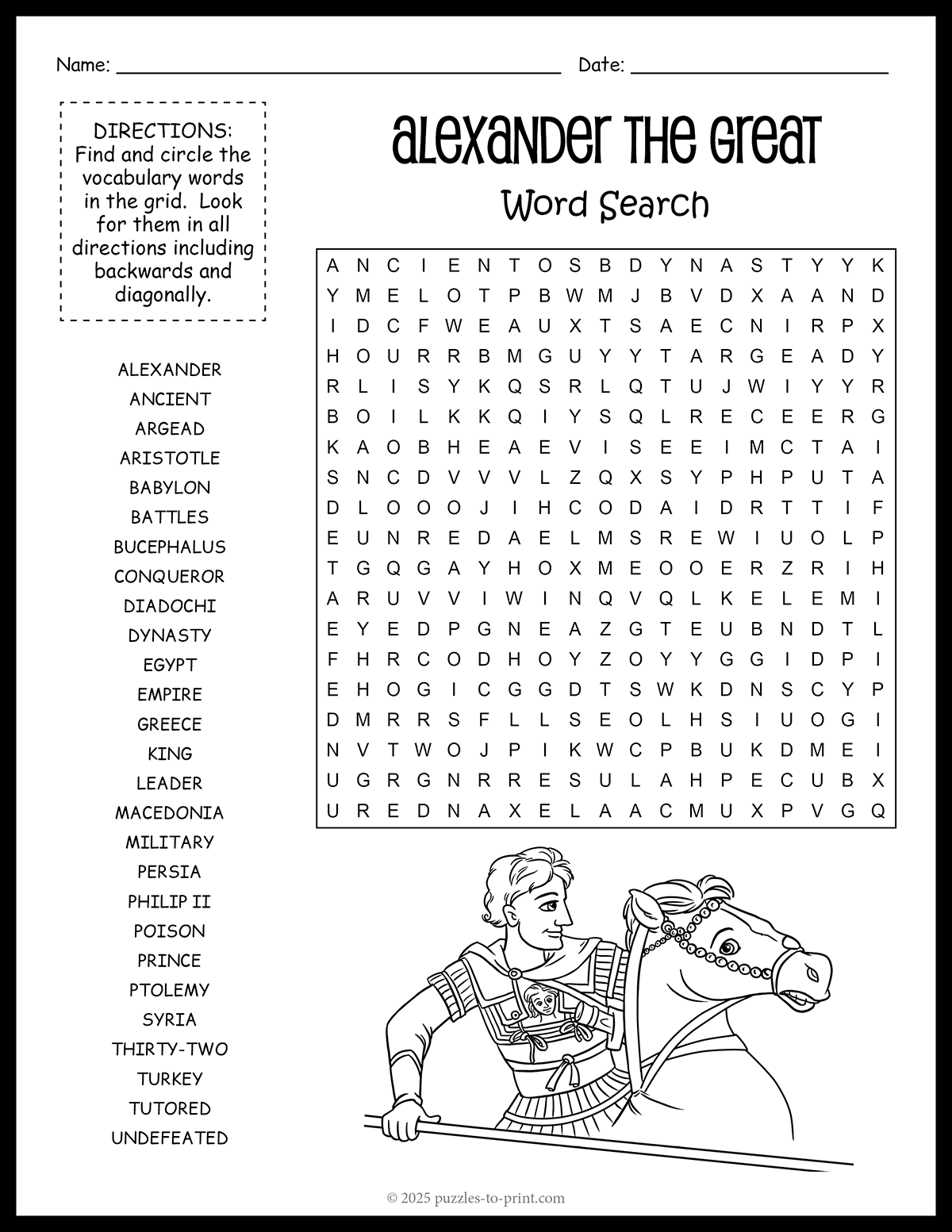 Alexander The Great Word Search Alexander The Great Word Search