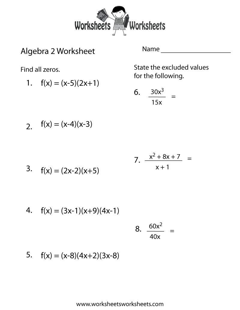 Algebra 2 Lessons And Worksheets Mastering Advanced Algebra Concepts Algebra Worksheets