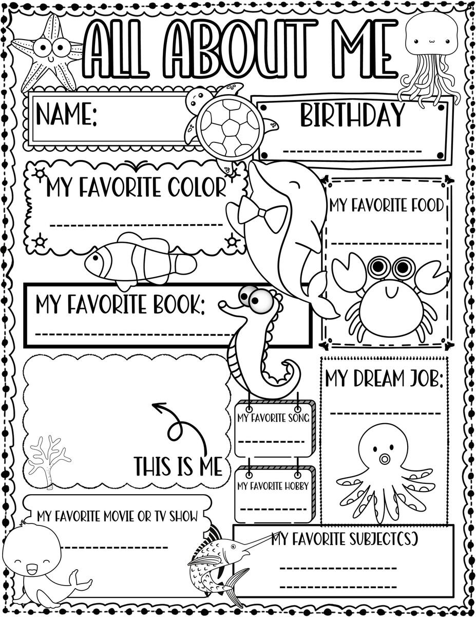 All About Me Worksheet Ocean Animal Theme First Day Of School Activity Made By Teachers All About Me Worksheet Ocean Animal Theme First Day Of School Activity Made By Teachers