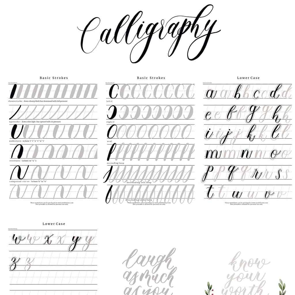 Alphabet Free Printable Calligraphy Printable Brush Lettering Practice Sheets 31 Free Printable Lettering And Calligraphy