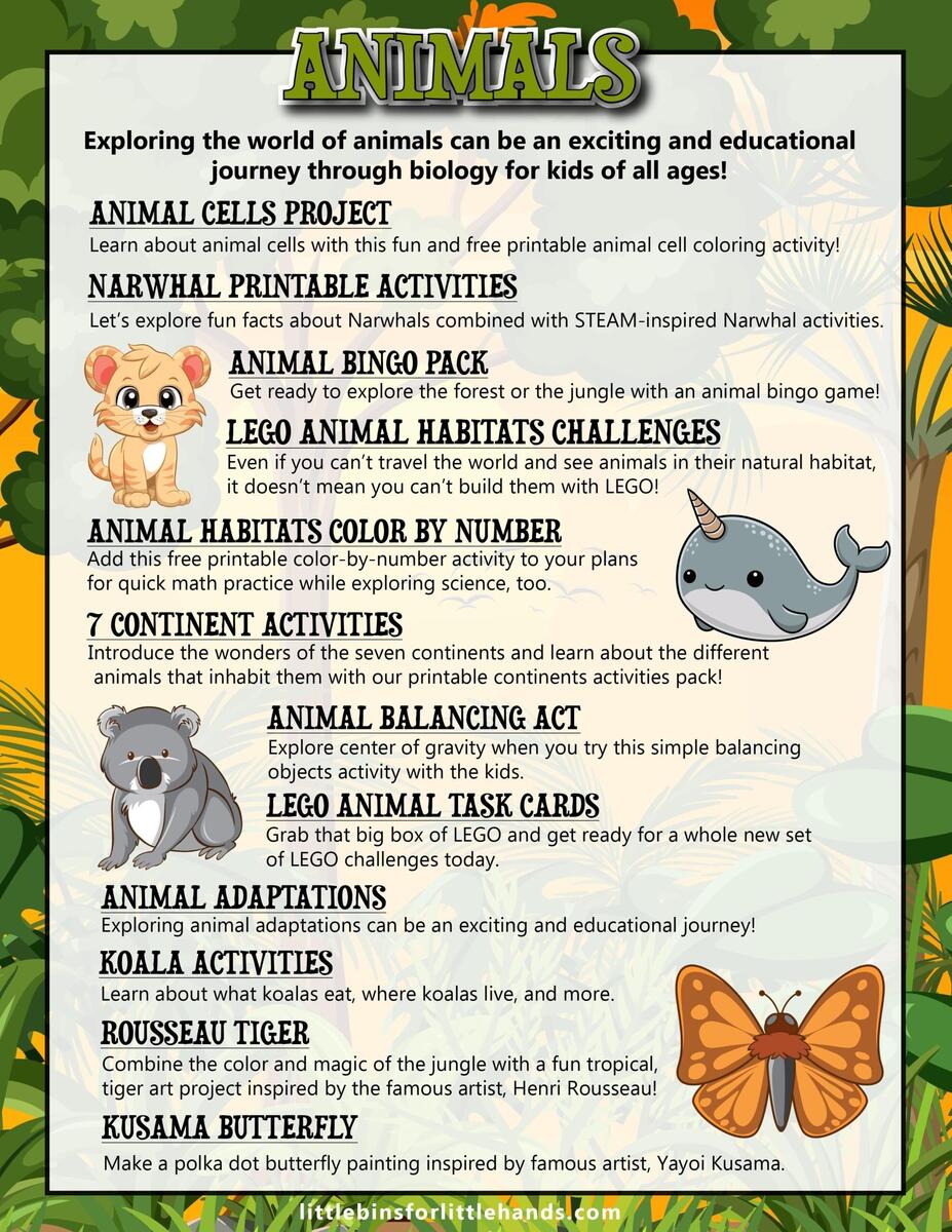 Animal Activities For Kids Little Bins For Little Hands Animal Activities For Kids Little Bins For Little Hands