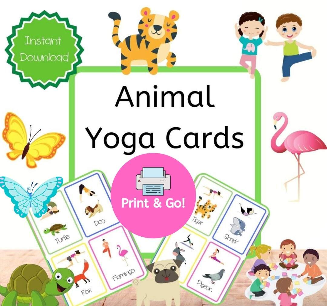Animal Yoga Cards Etsy Animal Yoga Cards Etsy