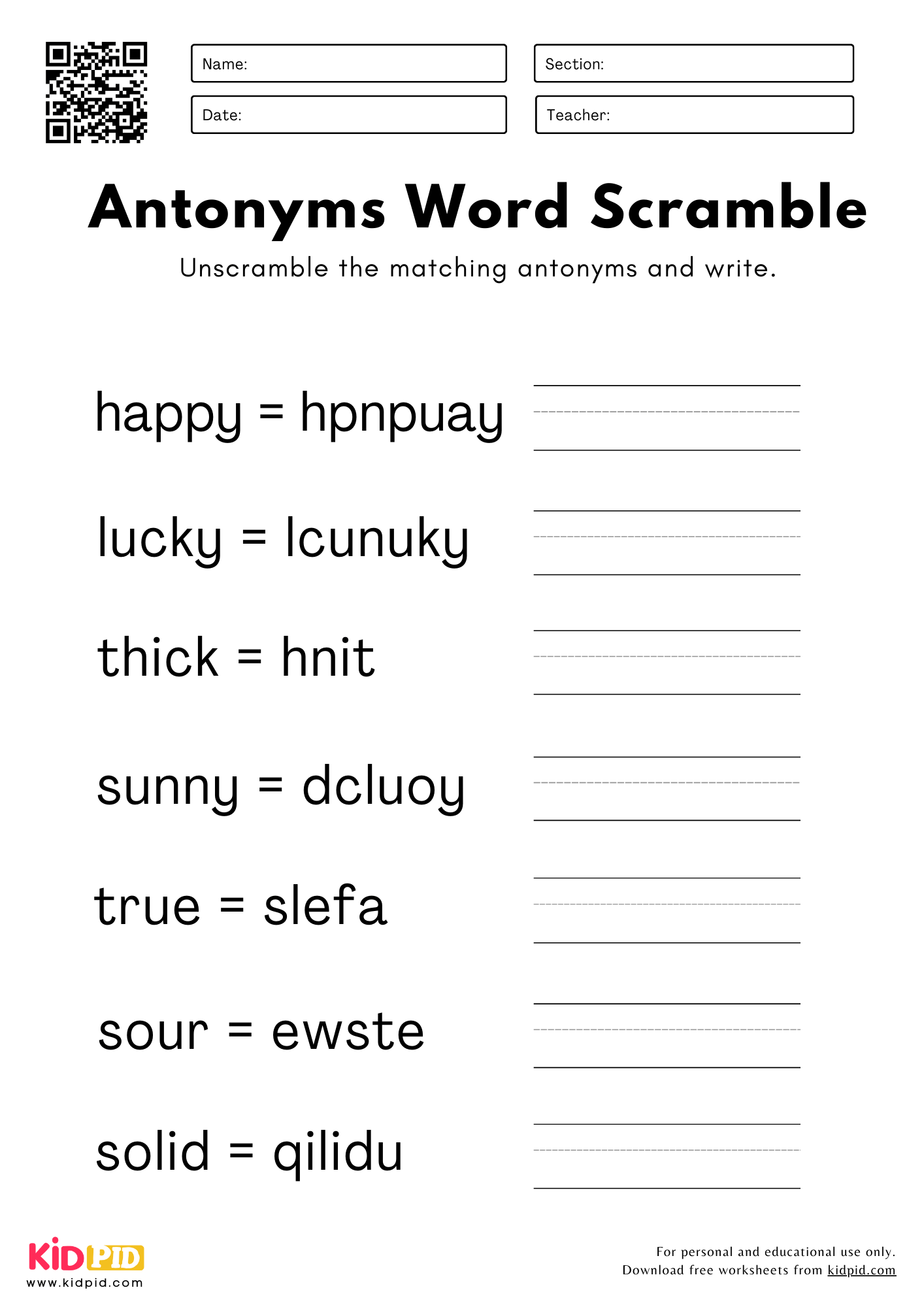 Antonyms Word Scramble Worksheets For Grade 2 Kidpid Antonyms Word Scramble Worksheets For Grade 2 Kidpid