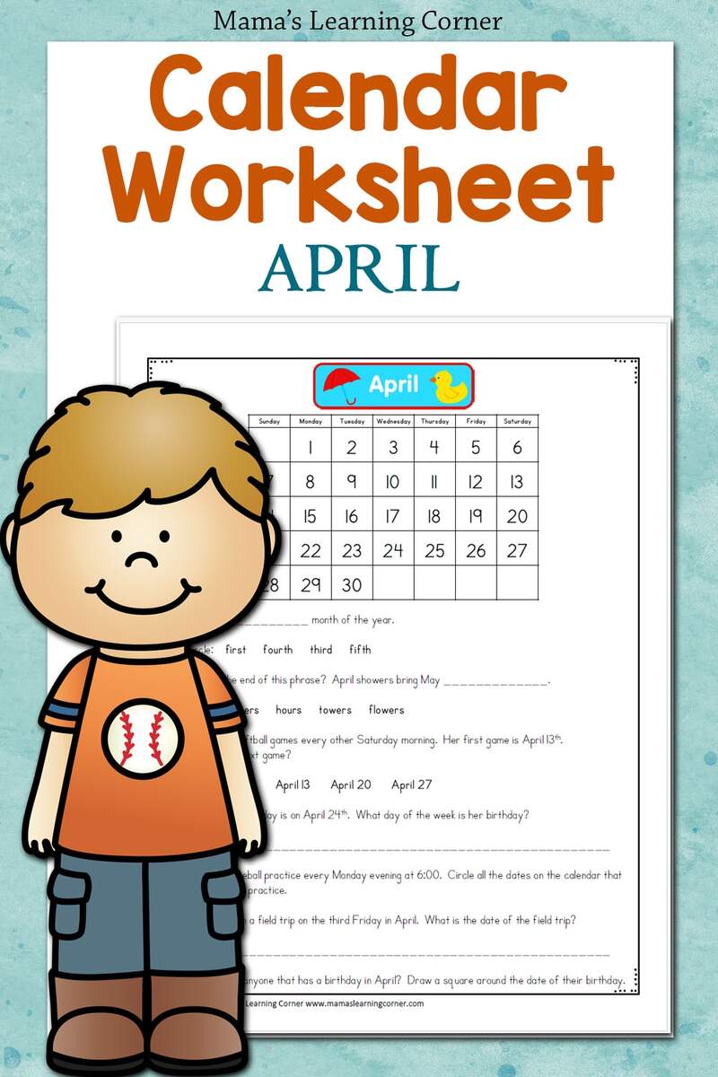 April Calendar Worksheet Mamas Learning Corner Spring Hidden Picture Printables For Kids Mamas Learning Corner